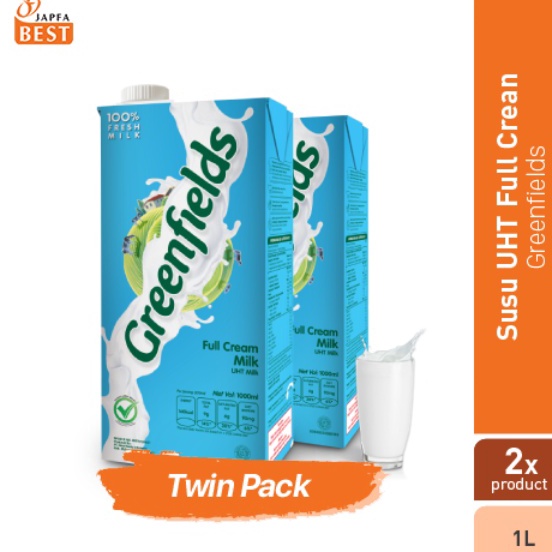 

Ready Susu UHT Full Cream Greenfields 1 L - Twin Pack ➠☇☆✶