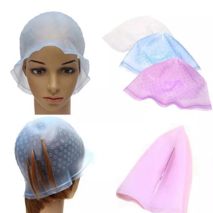 Dijual kakakR7d7C topi semir rambut karet silicon cat rambut topi highlight topi warnai rambut topi 