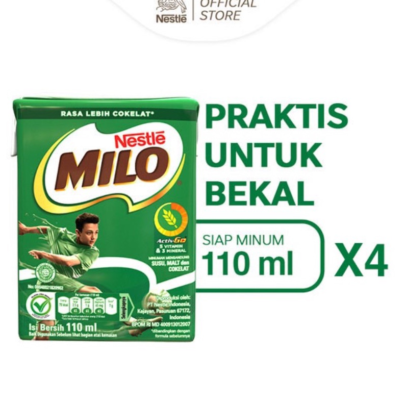 

Stock Banyak Milo Activ-Go Minuman Mengandung Susu dan Cokelat UHT Multipack 110ml x4 Laris