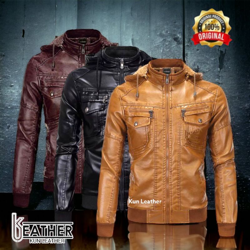 Jaket kulit domba 100% model Hody/ kupluk ASGAR (asli garut)