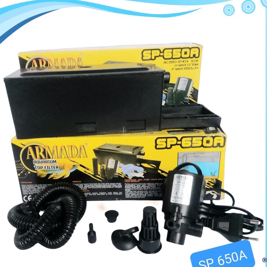 Big Sale Paket lengkap box filter aquarium full set ARMADA/RECENT 650