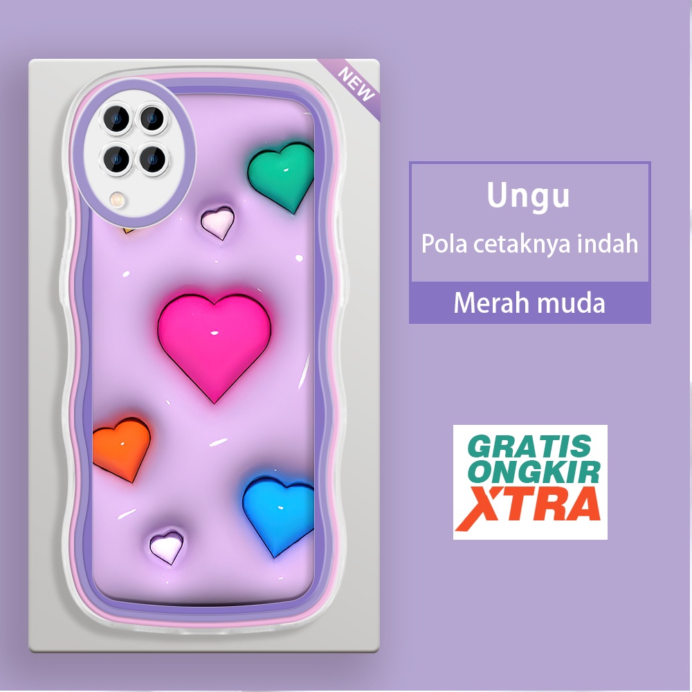 Samsung M02 M11 M13 M12 M20 M22 M32 M10 M21 M30S M23 5G A02  Casing Ponsel  Hati berwarna-warni 3D  