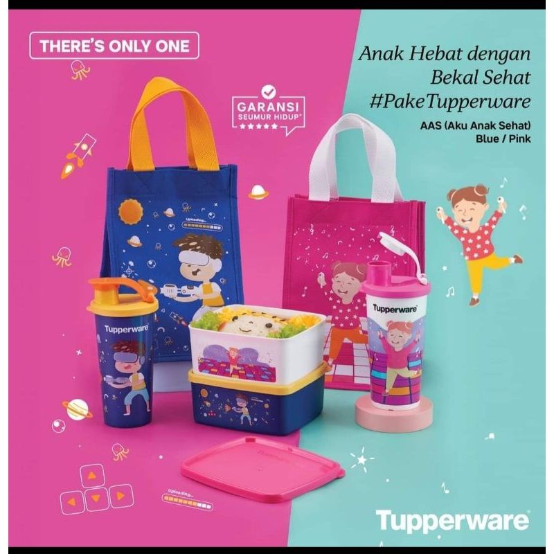 AAS Aku Anak Sehat Blue Pink//Tempat Makan//Botol//Tupperware Ori Original PromoMurah