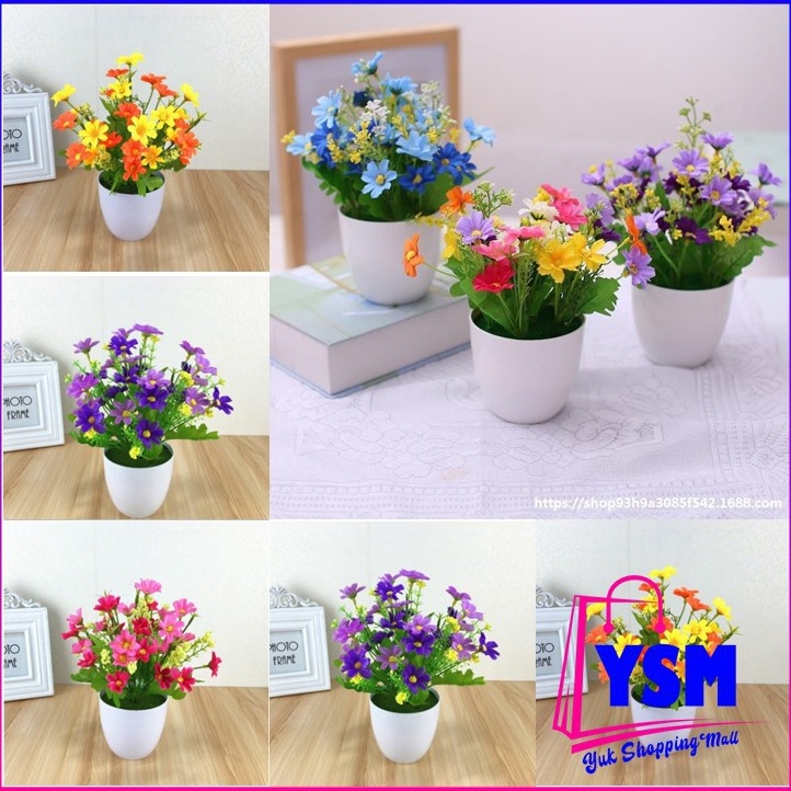 Murah Banget YSM ORNAMEN TANAMAN SERUNI BUNGA 08 TANAMAN ARTIFISIAL BUNGA PLASTIK POT BUNGA HIAS IMP