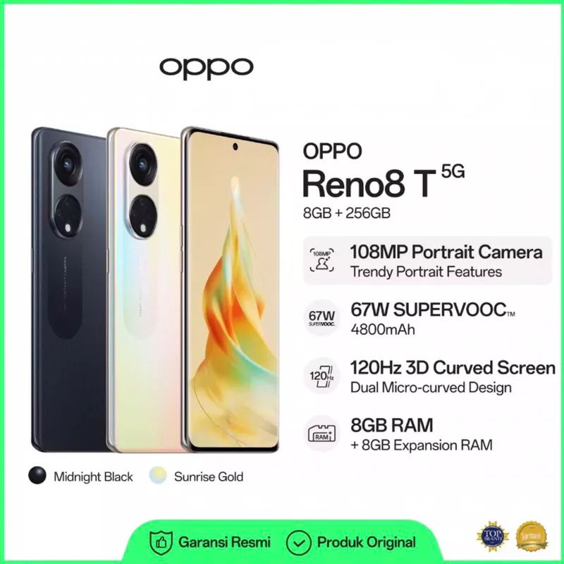 Oppo Reno8 T / Reno 8T 5G [8GB/128GB - 8GB/256GB] Garansi Resmi