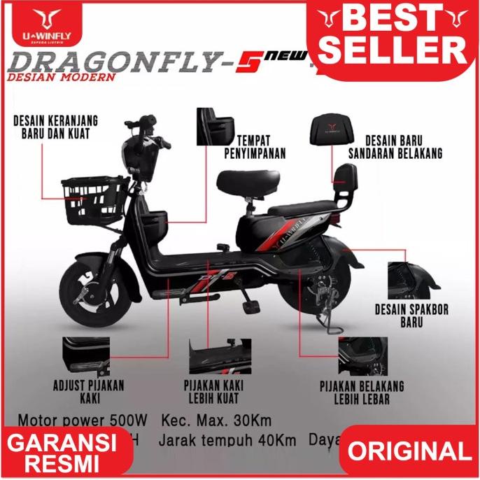 SEPEDA LISTRIK UWINFLY DRAGON FLY GARANSI RESMI