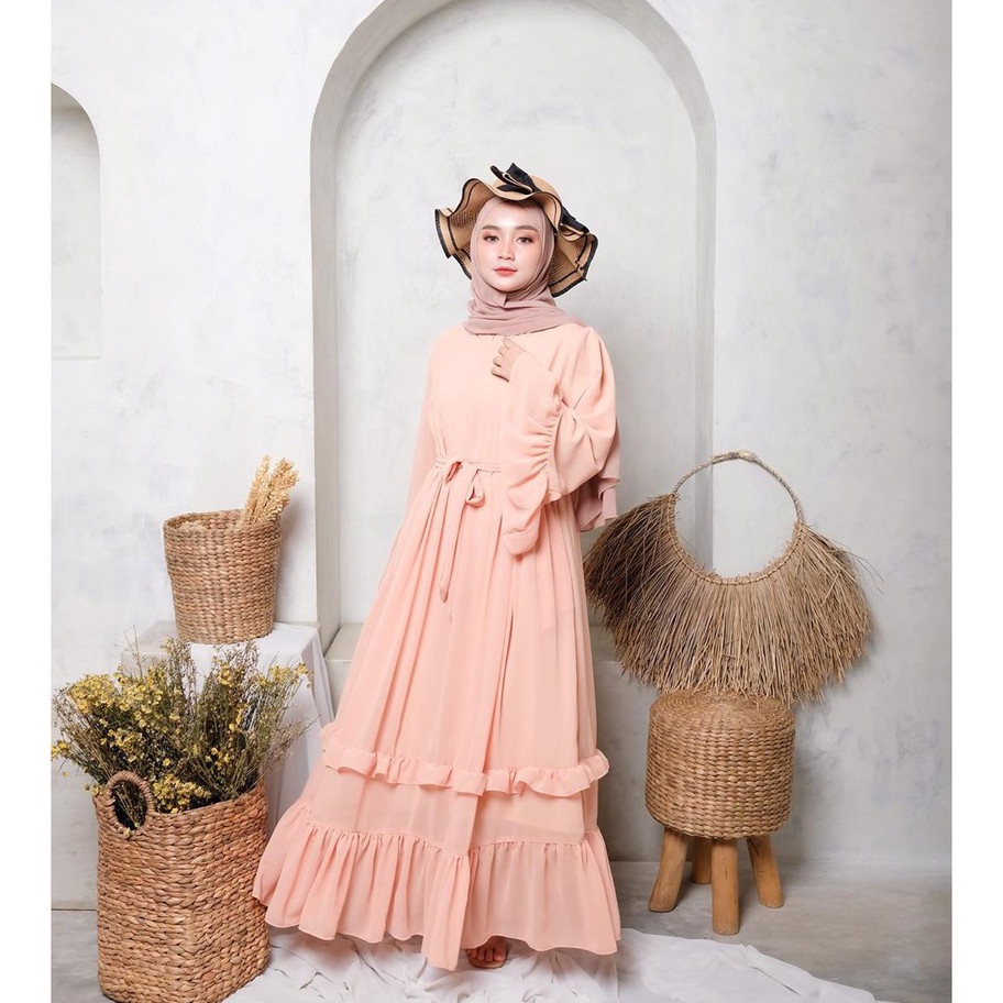 JND130 SYF07 Busana Muslim Wanita Summer Dress Cream ||