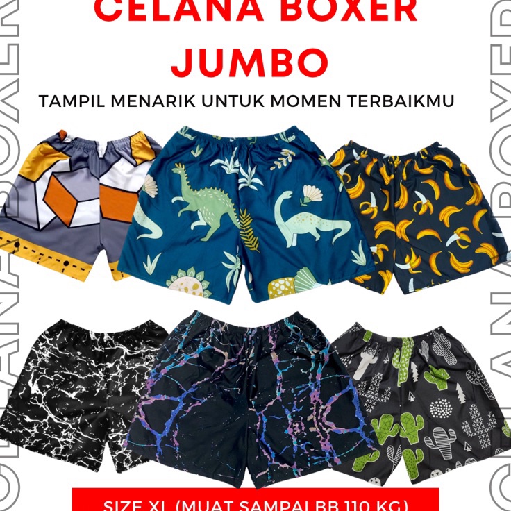 Diskon➥ JEFFORD Celana Boxer Jumbo | Celana Pendek Pria Wanita | Celana Boxer | Boxer Pria | Boxer D