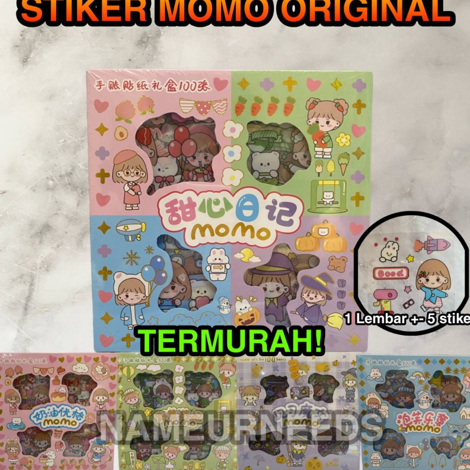 

DCLP8892 11.11 Stiker 2D 100 Lembar Sticker Momo Kartun Korea Lucu Anti Air