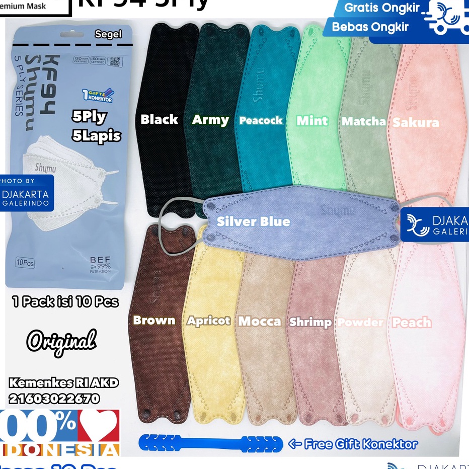 Stock Banyak Masker SHUMU KF94 5Ply Original KEMENKES isi 10pcs