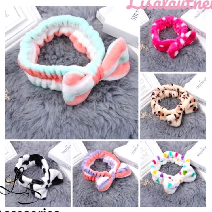 ➾❃❇ Bandana Bando Rambut Motif Pita Bando Rambut Mandi Gaya Ko Grosir