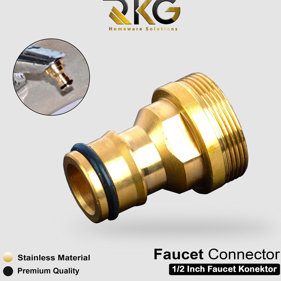 Laris RKG Drat Konektor Kran Selang Drat Luar Dalam 1/2 Inch