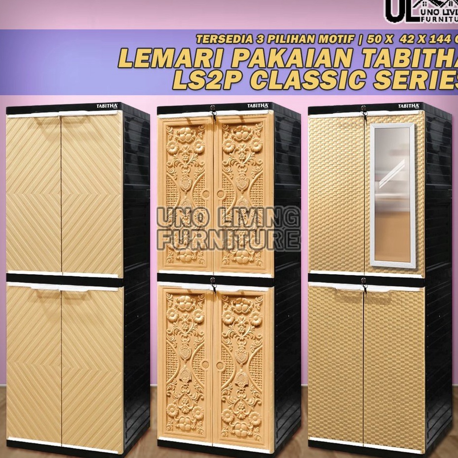 Ready LEMARI PAKAIAN PLASTIK LEMARI TABITHA MINI JEPARA FULL KUNCI LEMARI 4 SUSUN 2 PINTU TABITHA LS