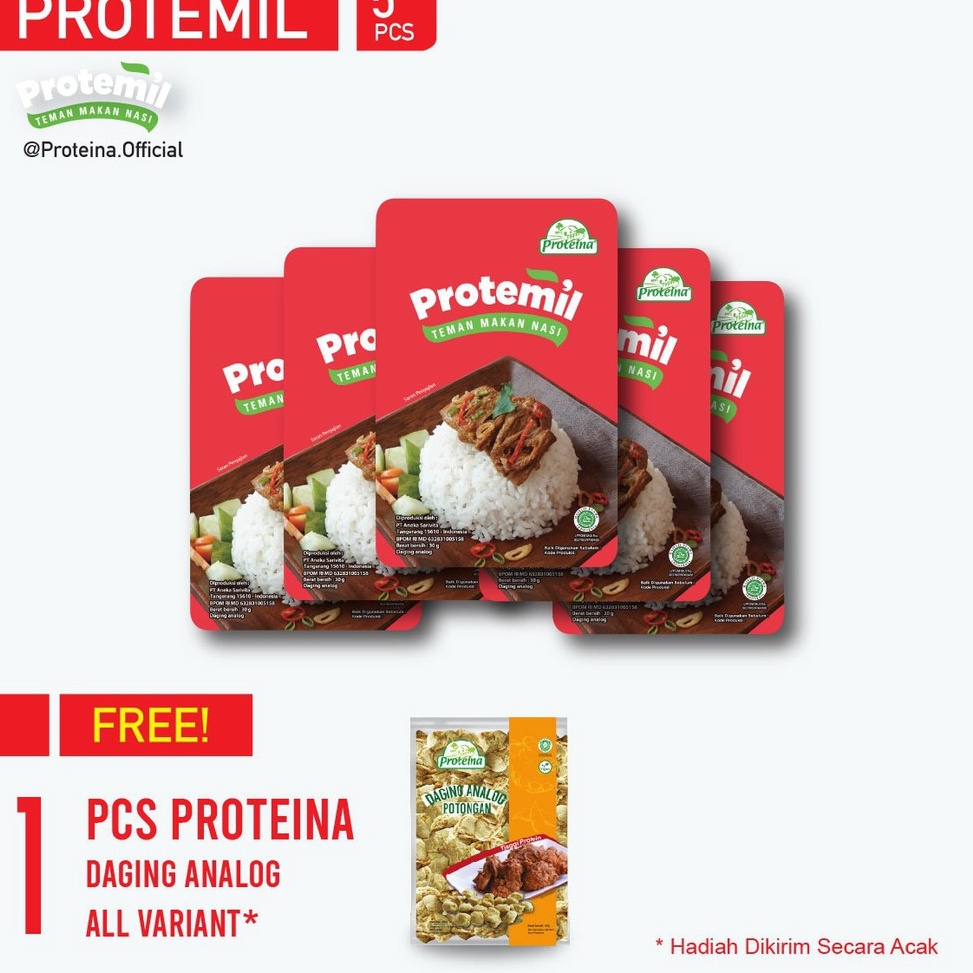 

ZMJW5375 [PROMO MURAH!!!] Protemil 5pcs + FREE 1pcs Proteina Daging Analog