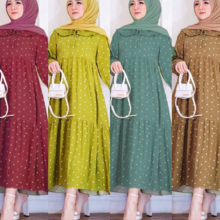 ➢❈ DRESS KANIA// GAMIS RAMPEL POLKADOT/ POLKA KEKINIAN TERBARU 2022// GAMIS LEBARAN// CHIKI MIDI DRE