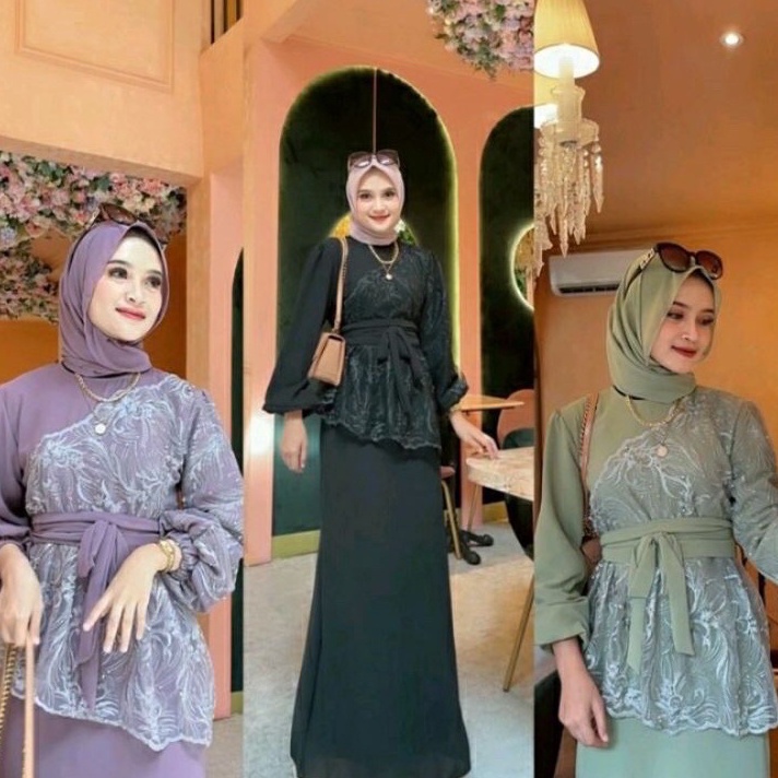 Terlaris [New]Zaskia Gamis Terbaru Dress Kondangan Brukat Tile Baju Gamis Wanita Terbaru 2022 Gamis 