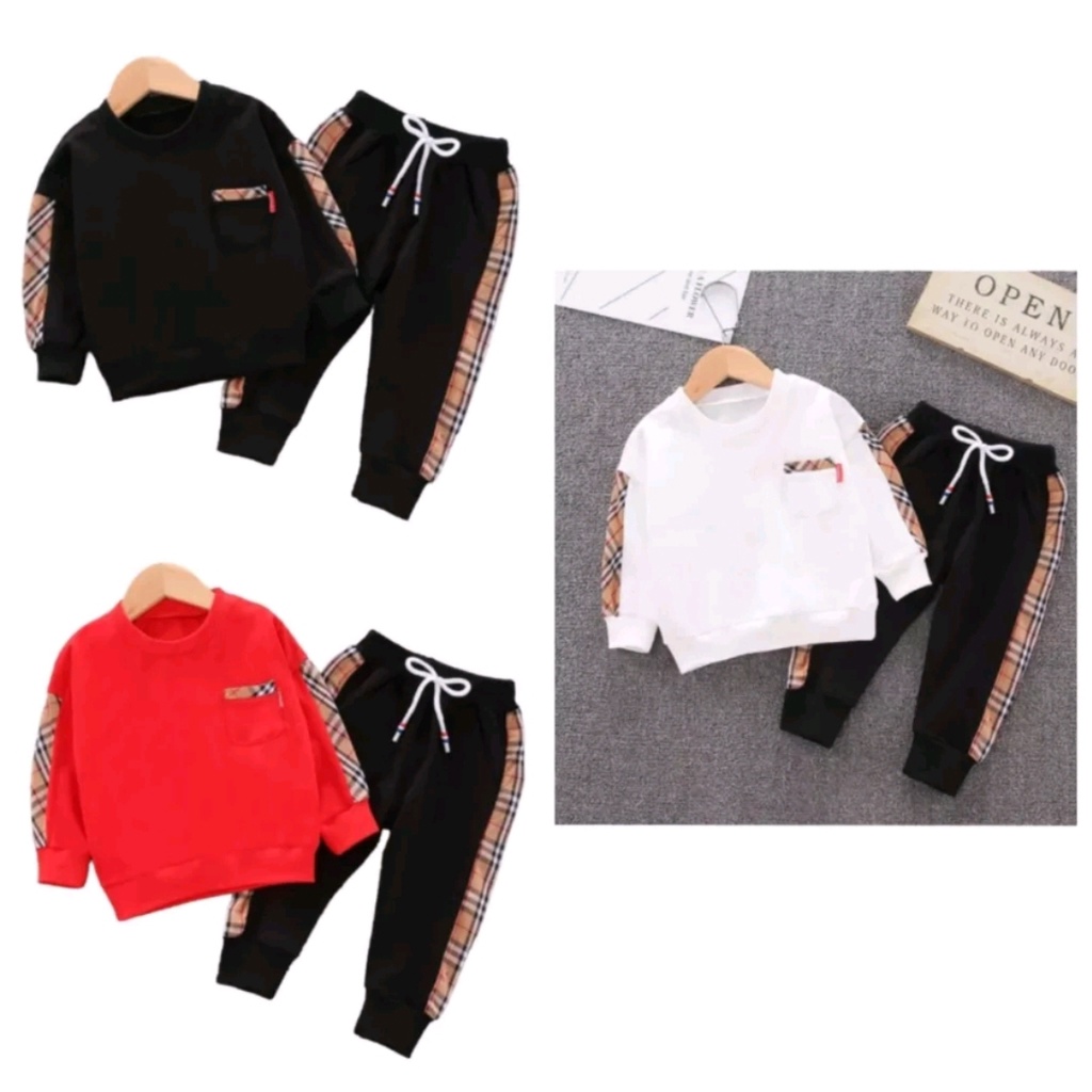 SWEATER JOGER KEREN ANAK LAKI-LAKI DAN PEREMPUAN MOTIF KOTAK USIA 0-6 BULAN