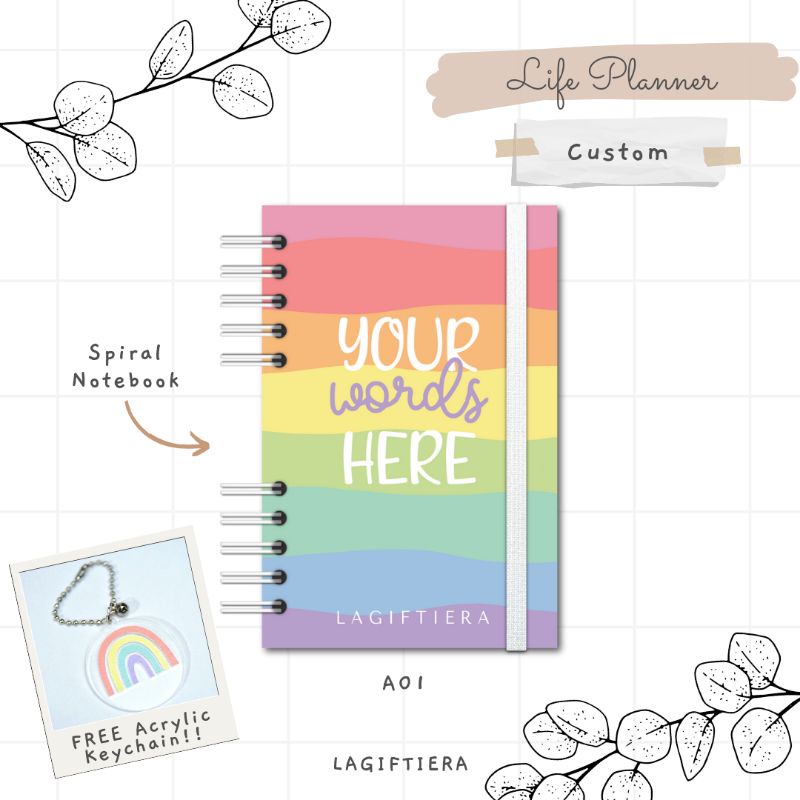 

[LAGIFTIERA] LIFE PLANNER CUSTOM TEXT Spiral Notebook Basic / Buku Catatan Journal Agenda Diary