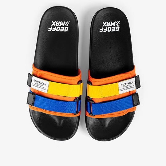 Bestseller Geoff Max Official - Freddo Black Orange | Slippers | Sandal Pria