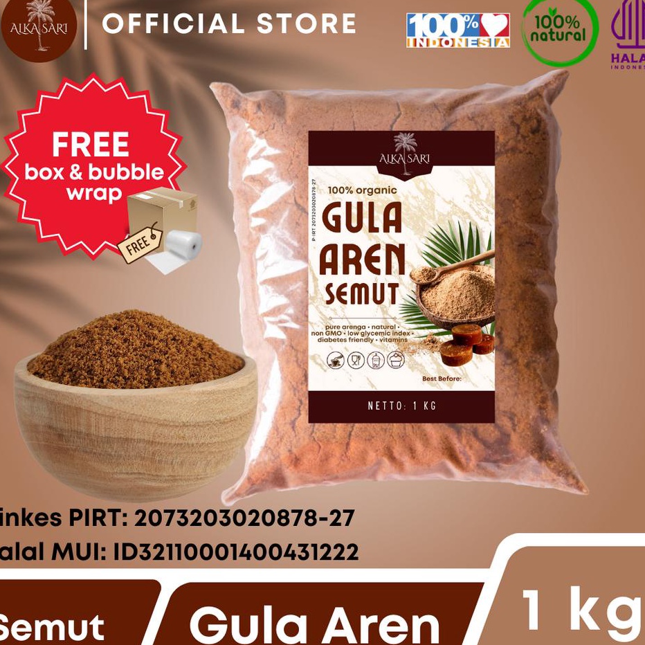 

Best Product Gula Aren Semut / Nira Aren Bubuk Organik Alka Sari 1Kg Bayar Di Tempat