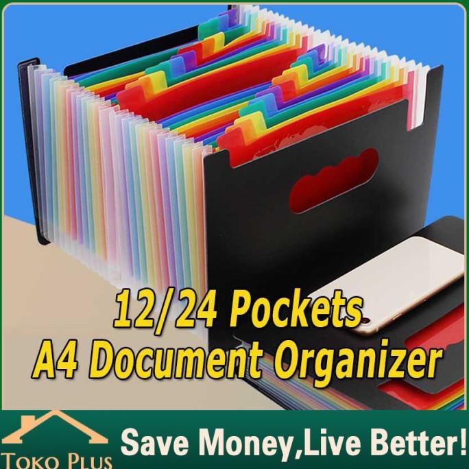

Murah 12/24 Pockets Expanding File Folder A4 Map Document Organizer Holder