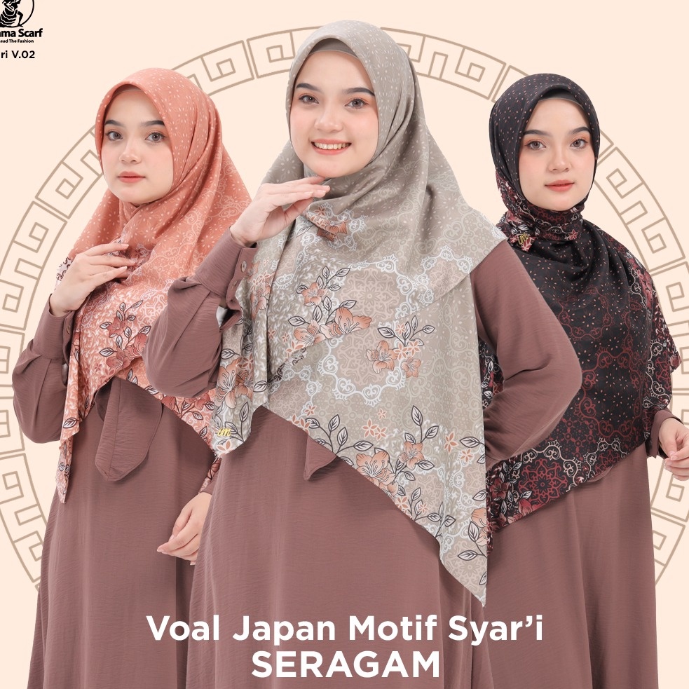 Stok Banyak JILBAB SEGI EMPAT MOTIF SYARI / HIJAB SYARI MOTIF BY UMAMA / JILBAB UMAMA SYARI MOTIF / 