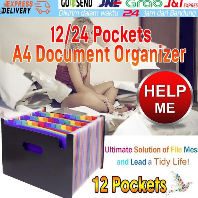 

Murah 24 Map Dokumen Harmonika A4 Folio Warna Folder Expanding File Sekat