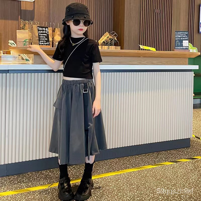 08# kaos import anak perempuan atasan korea anak perempuanGaun Lengan Pendek Anak Perempuan, Gaun Mu