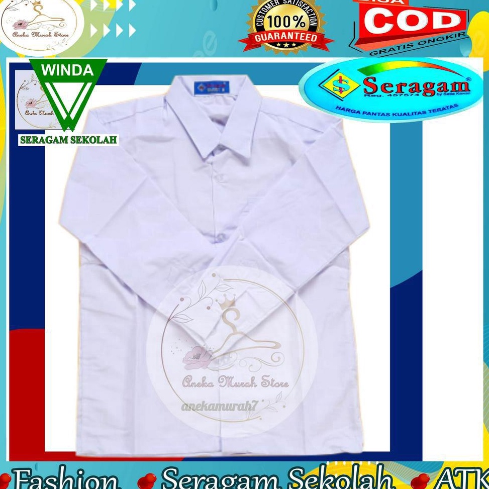 trxq7Q1c Seragam Sekolah Baju Putih Lengan Panjang Ukuran 7 sampai 20 Merek Seragam Dan Winda Seraga