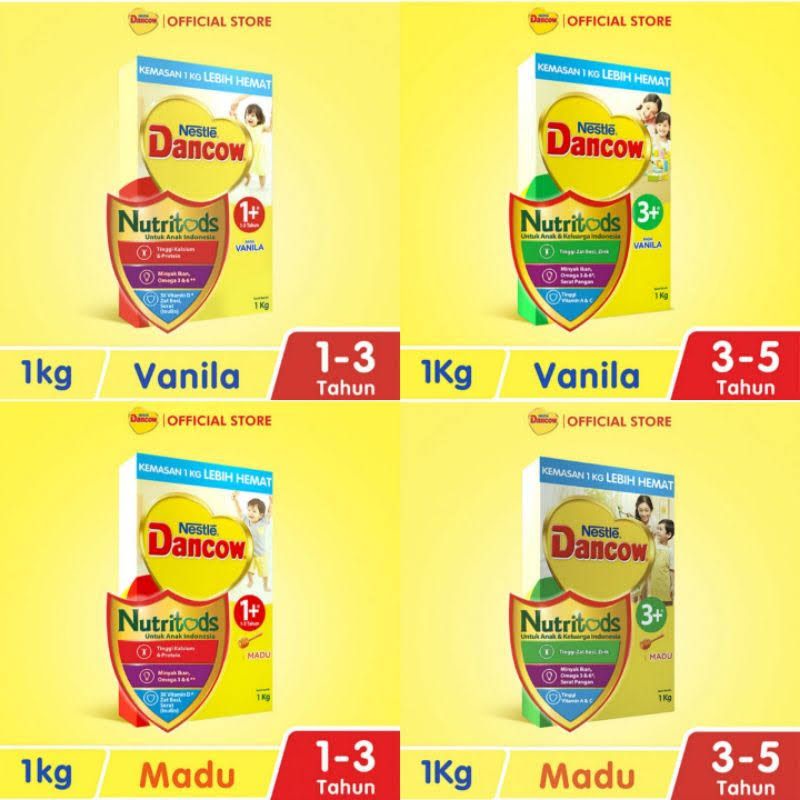 Dancow 1+ 3+ 1000 g 1kg MADU / VANILA Susu Formula Susu Bubuk Anak
