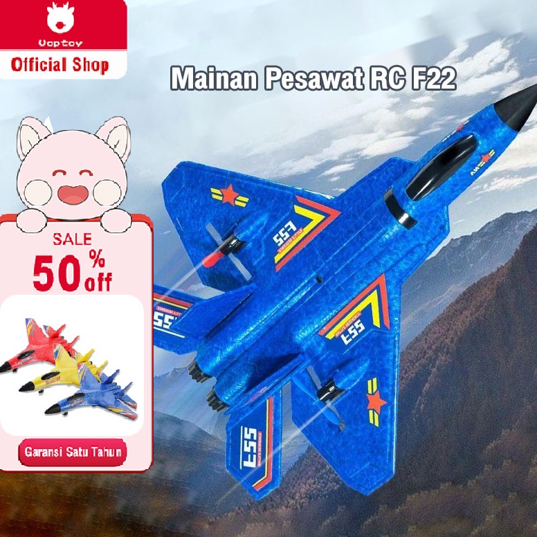 HARGA TERMURAH Uoptoy Pesawat Amfibi Mainan Pesawat F22 Terbang Remote Control LED Pesawat Mainan Pe