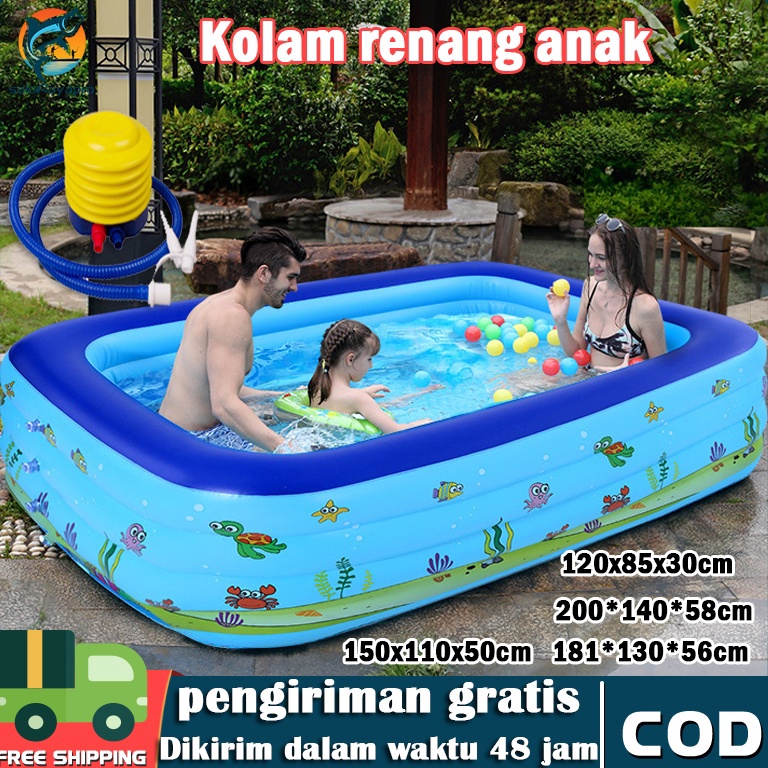 New Stock 2m Kolam renang anak bak renang anak murah kolam karet/Kolam Renang Tiup Balon Renang Anak