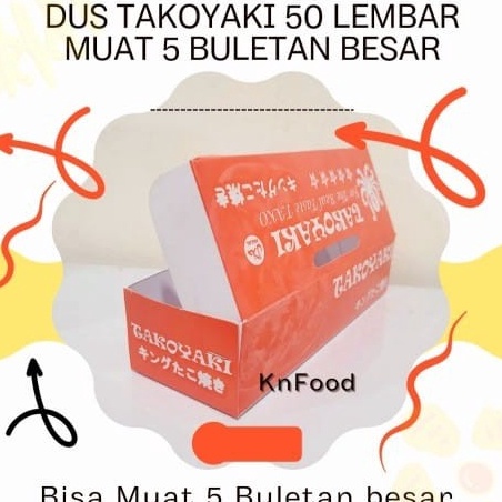Terlaku. Dus Box Kemasan Takoyaki 50 pcs- Dus Takoyaki Panjang 17 cm 50 pcs kemasan box dus takoyaki