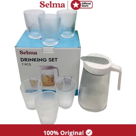 Hot Sale Selma Set 7 Pcs Jade Teko Minum & Gelas Water Jug Pitcher Dengan Tutup Dan Handle Peralatan