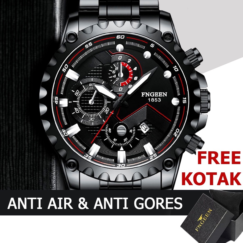 HARGA TERMURAAH Jam Tangan Pria Fngeen 5757 Original Tahan Air Analog Kalender Army Quartz Anti Air 