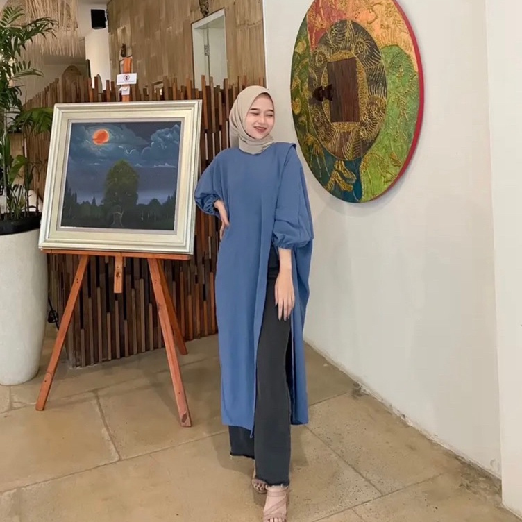 Produk MECCA TUNIK DRESS MODEL BELAH SLIT CRINKLE AIRFLOW JUMBO KALONG VIRAL GROSIR PGMTA SALSA LABE