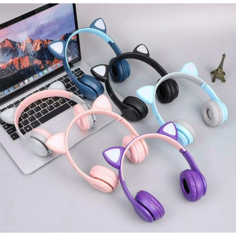 HARGA TERMURAH Headphone headset wireless bluetooth P47 M - Cat ear Mz 47