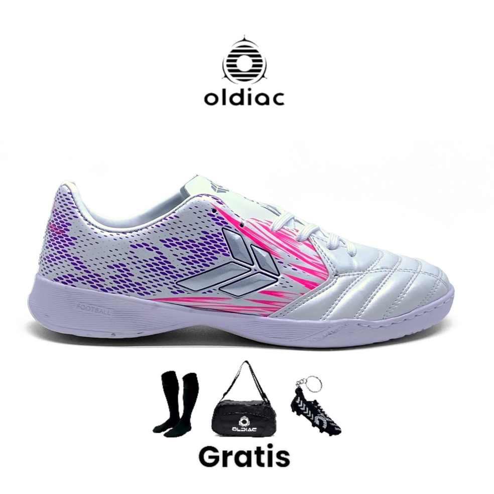 HARGA BERSAHABAT oldiac Sepatu futsal phoenix putih purplepink white olahraga indoor in outdoor