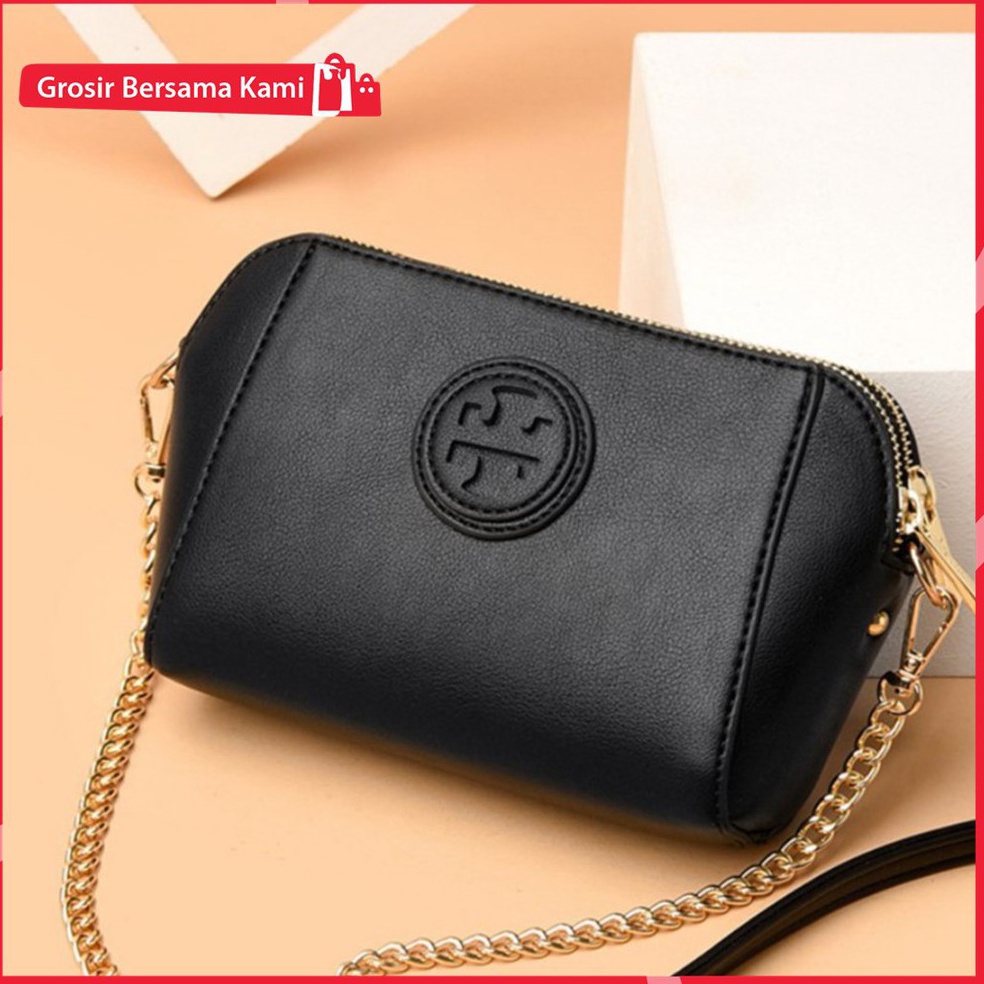 BOOMING Tas Selempang Tory Burch Mini Tali Rantai Mix Kulit Import