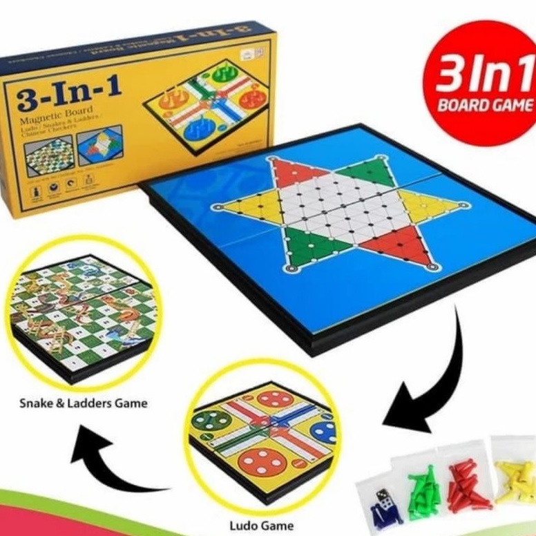 Recomended Magnetic Board Game / 3 in 1 Magnetic - Ludo, Ular Tangga, Halma