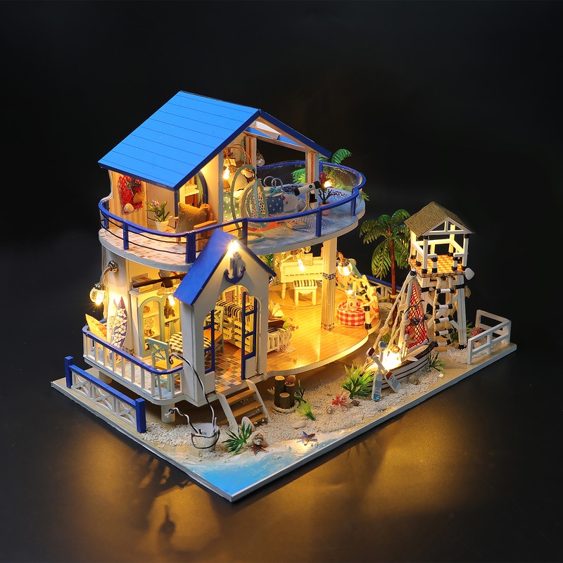 DIY miniature Beach house 13844 doll house puzzle 3D miniature house lucu