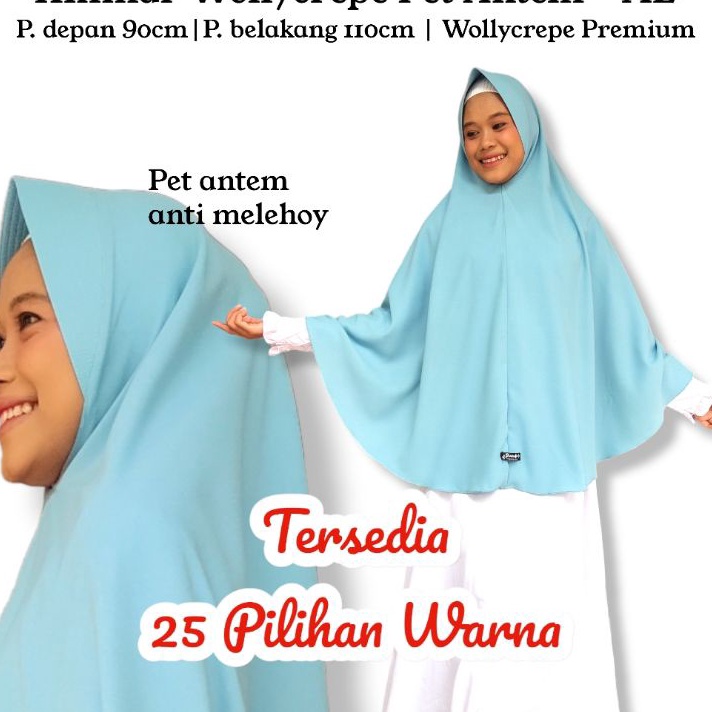 Terlaris Jilbab Wollycrepe Syar'i XL Kerudung Wollycrepe Khimar Jumbo Syar'i Pet Antem Dewasa Diandr