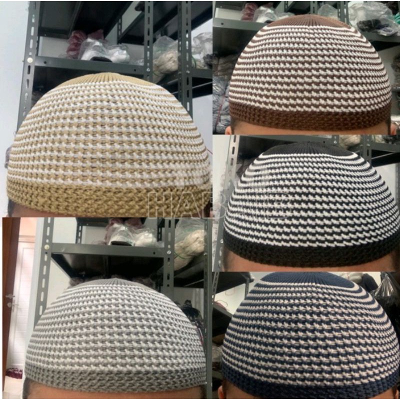 Peci rajut mozaik zebra motif polos(DEWASA)