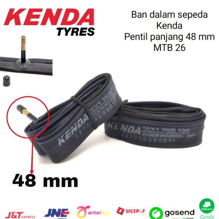 CHEKOUT ban dalam sepeda kenda 26 x 1.75 / 1.95 / 2.00 / 2.10 / 2.125 AV pentil panjang 48 mm mtb th