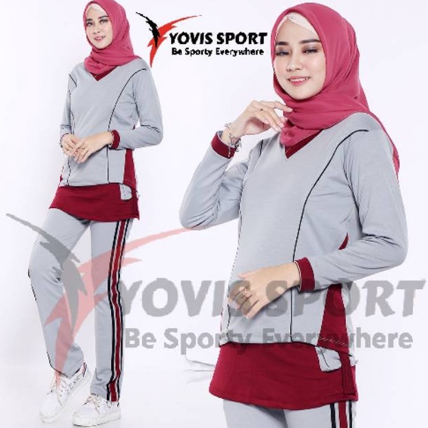 Stok Terbatas Stelan senam wanita /baju senam /celana senam Yovis Sport / setelan plat/Setelan senam