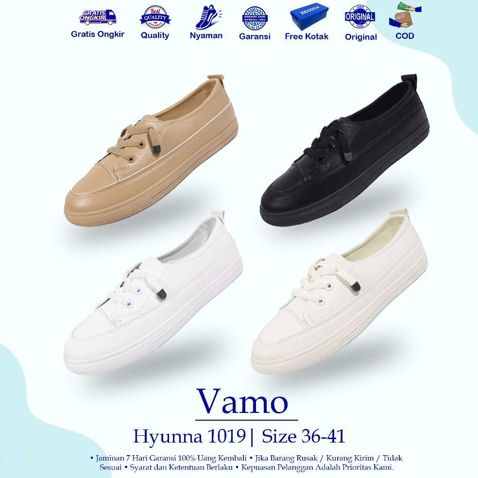Booming Vamo Hyunna Sepatu Casual Flat Shoes Pansus Import Premium Quality Bahan Kulit Sintetis Wani