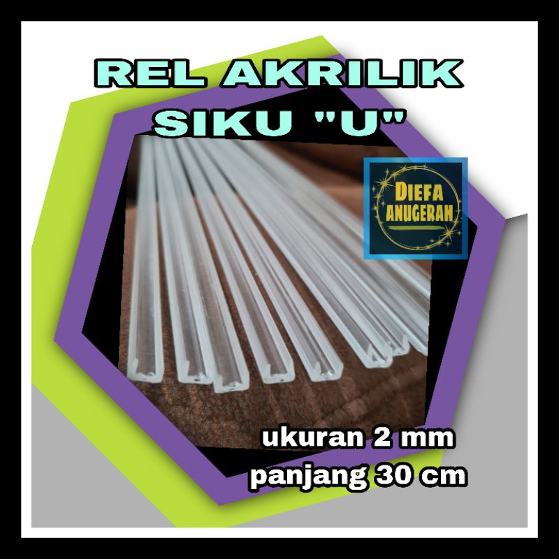 Akrilik rel siku U 2mm 30 cm/Rel Siku U 2mm
