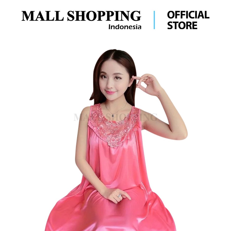 HARGA SPESIAL New Pakaian Tidur Wanita Daster Satin Brokat Korea Terkini Motif Bunga Lace MALL SHOPP