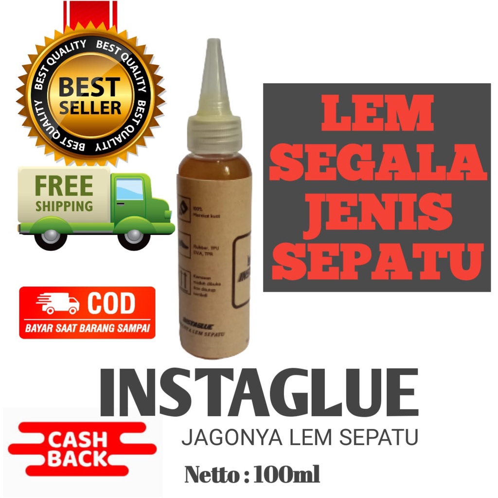 

COD LEM SEPATU SANDAL SUPER KUAT 100ml ORIGINAL LEM INSTAGLUE TAHAN AIR