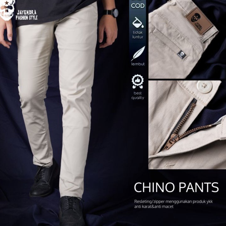 Terlaris Celana Cardinal Pria Panjang Chino Slimfit Katun Casual Murah Chinos Cowok Warna Cream Harg